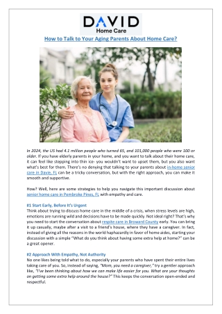 How to Talk to Your Aging Parents About Home Care?