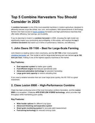 Top 5 Combine Harvesters You Should Consider in 2025 (1)