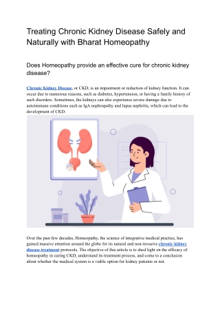 Treating Chronic Kidney Disease Safely and Naturally with Bharat Homeopathy