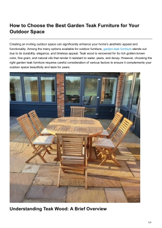 How to Choose the Best Garden Teak Furniture for Your Outdoor Space-1
