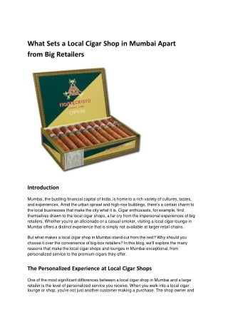 What Sets a Local Cigar Shop in Mumbai Apart from Big Retailers