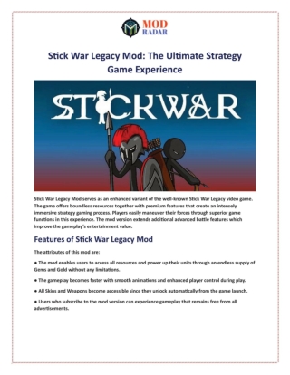 Stick War Legacy Mod: The Ultimate Strategy Game Experience