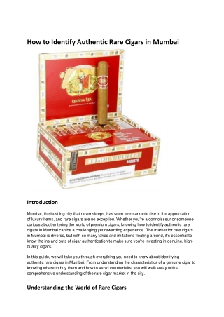 How to Identify Authentic Rare Cigars in Mumbai