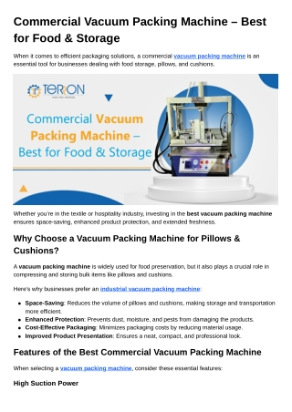 Commercial Vacuum Packing Machine – Best for Food & Storage