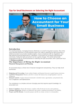 Tips for Small Businesses on Selecting the Right Accountant
