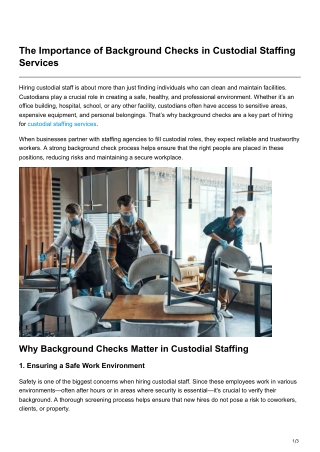 The Importance of Background Checks in Custodial Staffing Services