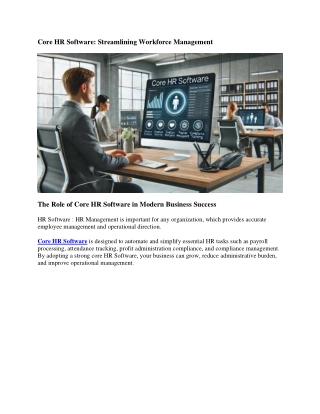Core HR Software: Streamline Workforce Management & Compliance.