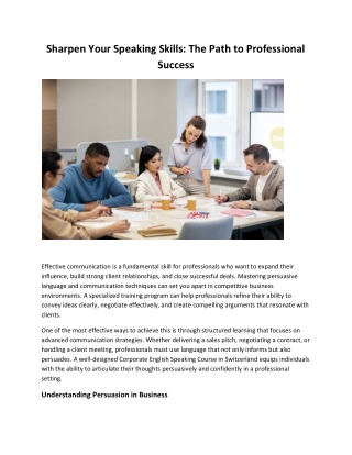 Sharpen Your Speaking Skills The Path to Professional Success