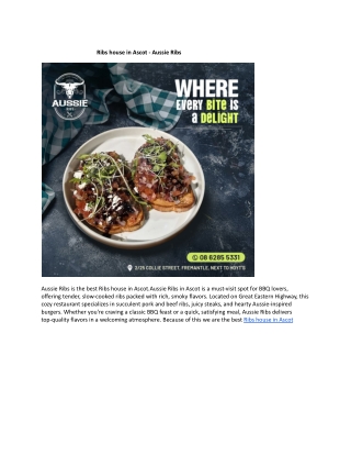 Ribs house in Ascot - Aussie Ribs