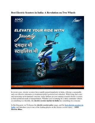 Best Electric Scooters in India: A Revolution on Two Wheels