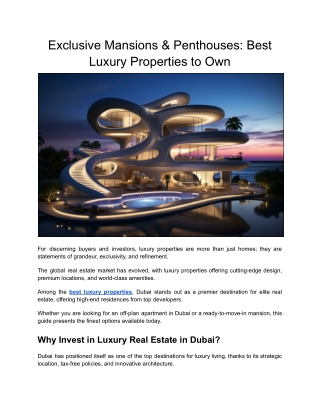 Exclusive Mansions & Penthouses_ Best Luxury Properties to Own