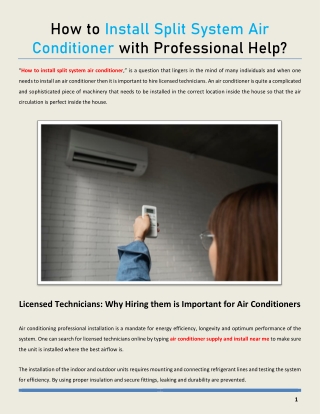 How to Install Split System Air Conditioner with Professional Help