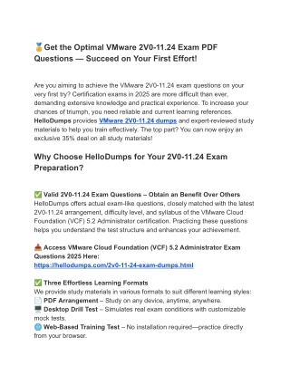 Qualify Your Exam with 2V0-11.24 PDF Dumps