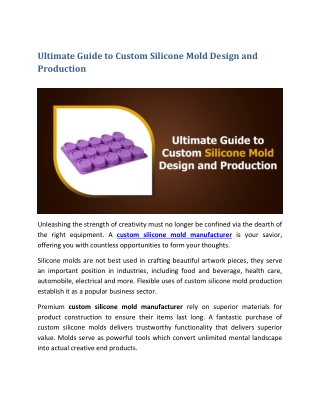 Ultimate Guide to Custom Silicone Mold Design and Production