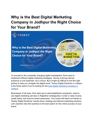 Why is the Best Digital Marketing Company in Jodhpur the Right Choice for Your Brand (1)
