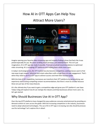 Transforming OTT Experiences with AI-Powered Innovations