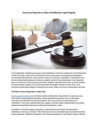 How Court Reporters in New York Maintain Legal Integrity