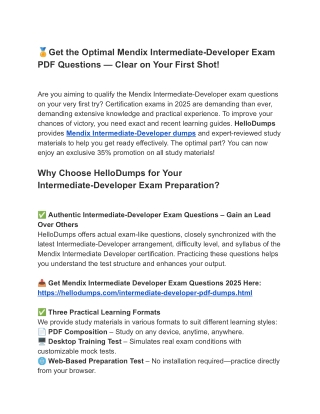 Intermediate-Developer Dumps & PDF – Newest Exam Updates
