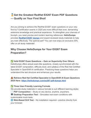 Qualify Your Exam with EX267 PDF Dumps