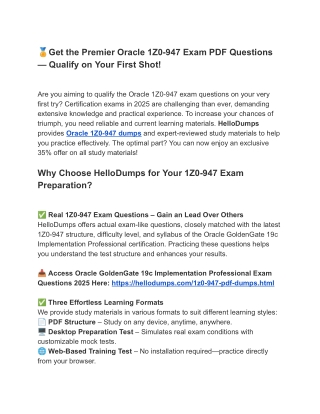 Updated 1Z0-947 Exam Dumps – Real Questions