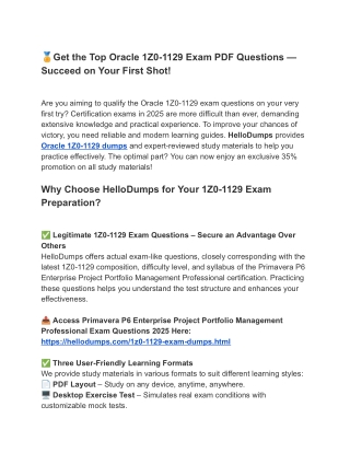 1Z0-1129 PDF Dumps – Key to Goal