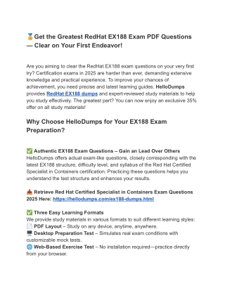 EX188 Dumps & PDF – Newest Exam Updates