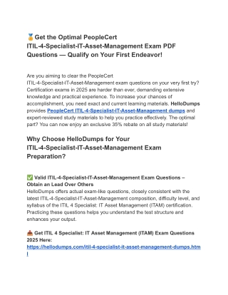 Trustworthy ITIL-4-Specialist-IT-Asset-Management Dumps – Get Now