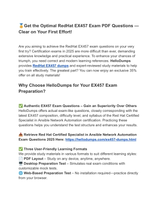 Achieve Your Exam with EX457 PDF Dumps