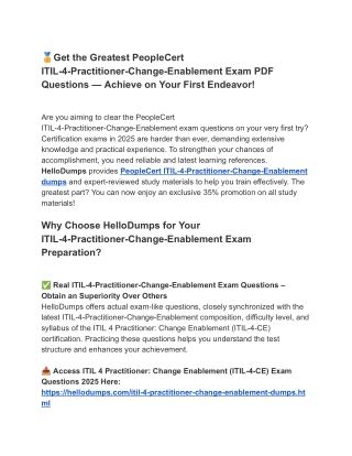 ITIL-4-Practitioner-Change-Enablement PDF Dumps – Key to Achievement