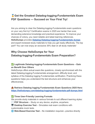 Qualify Your Exam with Datadog-logging-Fundamentals PDF Dumps