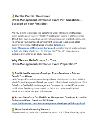Qualify Your Exam with Order-Management-Developer PDF Dumps