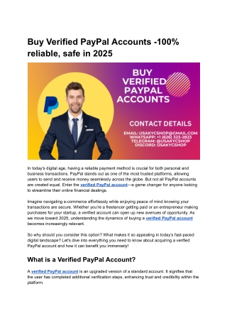 Buy Verified PayPal Accounts -100% reliable, safe in 2025