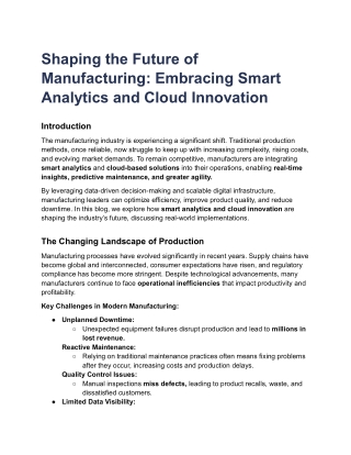 Shaping the Future of Manufacturing_ Embracing Smart Analytics and Cloud Innovation
