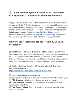 Authentic PCED-30-01 Dumps – Obtain Now