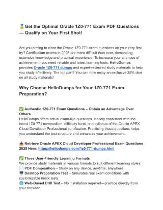 Qualify Your Exam with 1Z0-771 PDF Dumps