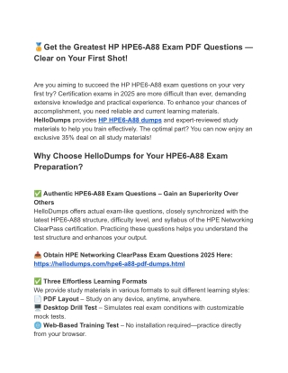 HPE6-A88 Dumps & PDF – Fresh Exam Updates