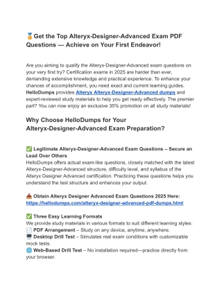 Achieve Your Exam with Alteryx-Designer-Advanced PDF Dumps