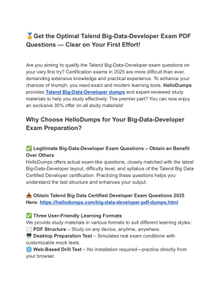 Fresh Big-Data-Developer Exam Dumps – Real Questions