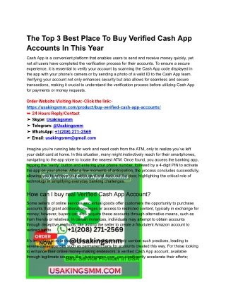 The Top 3 Best Place To Buy Verified Cash App Accounts In This Year