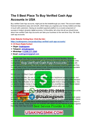 The 5 Best Place To Buy Verified Cash App Accounts in USA