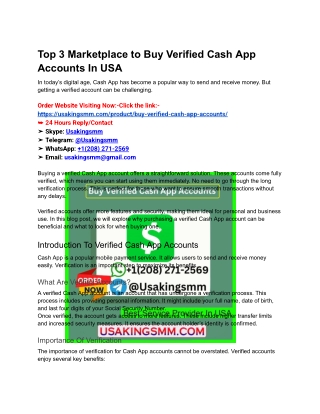 Top 3 Marketplace to Buy Verified Cash App Accounts In USA