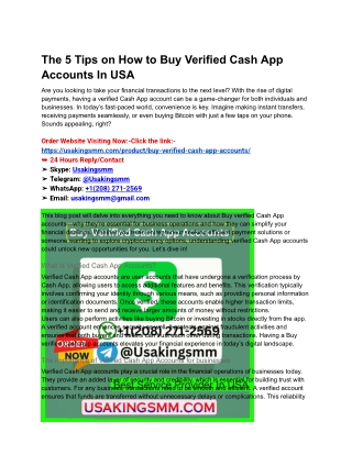 The 5 Tips on How to Buy Verified Cash App Accounts In USA