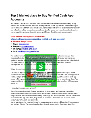 Top 3 Market place to Buy Verified Cash App Accounts