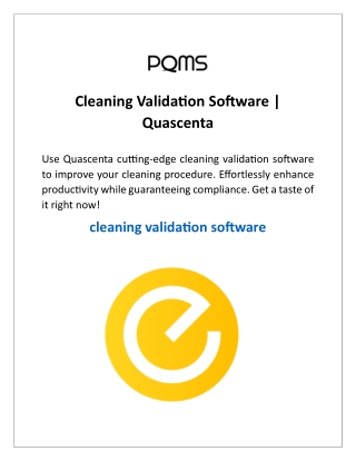 Cleaning Validation Software  Quascenta