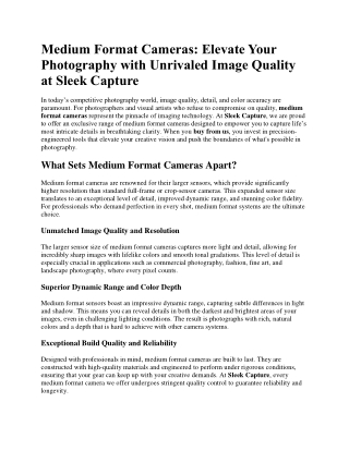 Medium Format Cameras