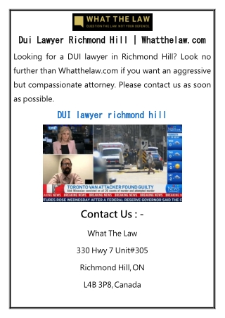 1Dui Lawyer Richmond Hill