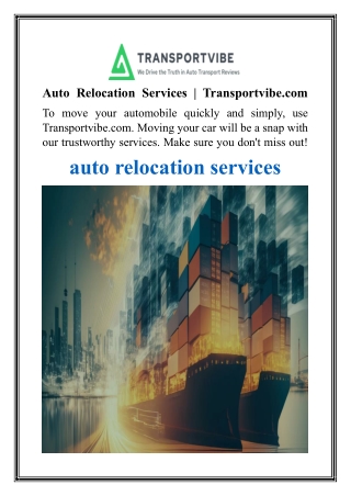 Auto Relocation Services  Transportvibe.com