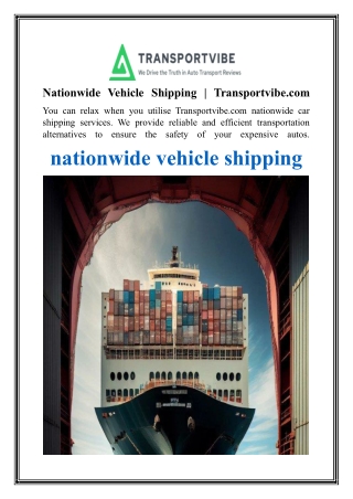 Nationwide Vehicle Shipping  Transportvibe.com