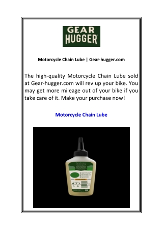 Motorcycle Chain Lube Gear-hugger.com