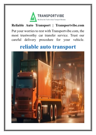 Reliable Auto Transport  Transportvibe.com